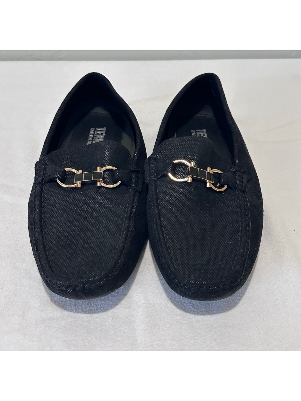 Terroni Italian mens black loafers with metal detail size 12 Comfort Dress